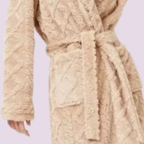 Aruelle Γυναικεία Ζεστή Ρόμπα Απαλή Fleece Πολυτελείας με κουκούλα Beige Odette Bathrobe 39.01.23.692