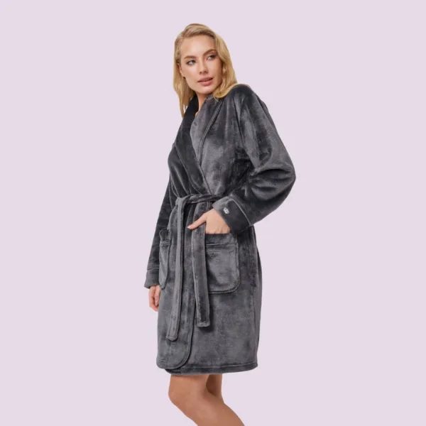 Aruelle Γυναικεία Ζεστή Ρόμπα Απαλή Fleece Πολυτελείας grey Γκρί Eva Bathrobe