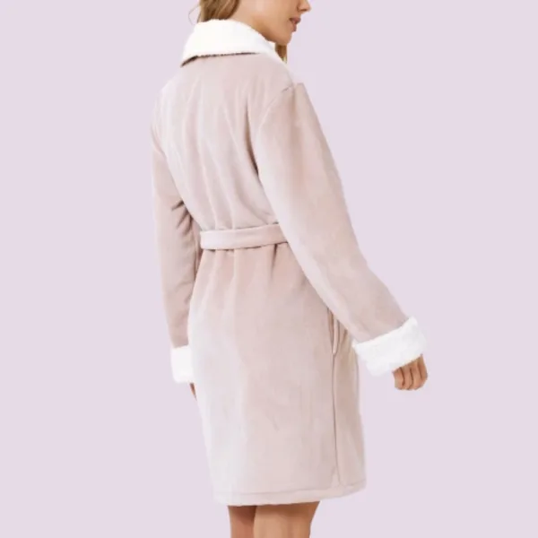 Aruelle Γυναικεία Χειμερινή Ρόμπα Ροζ Pink χοντρή fleece βελουτέ Πολυτελείας με ζώνη & τσέπες Nora Bathrobe 