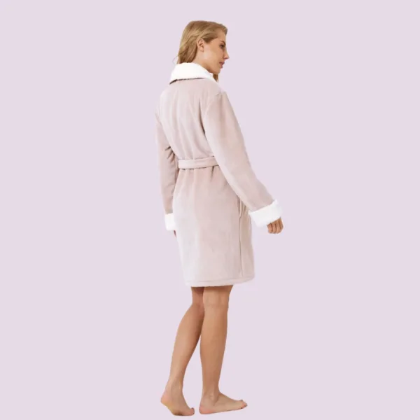 Aruelle Γυναικεία Χειμερινή Ρόμπα Ροζ Pink χοντρή fleece βελουτέ Πολυτελείας με ζώνη & τσέπες Nora Bathrobe 