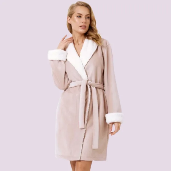 Aruelle Γυναικεία Χειμερινή Ρόμπα Ροζ Pink χοντρή fleece βελουτέ Πολυτελείας με ζώνη & τσέπες Nora Bathrobe 