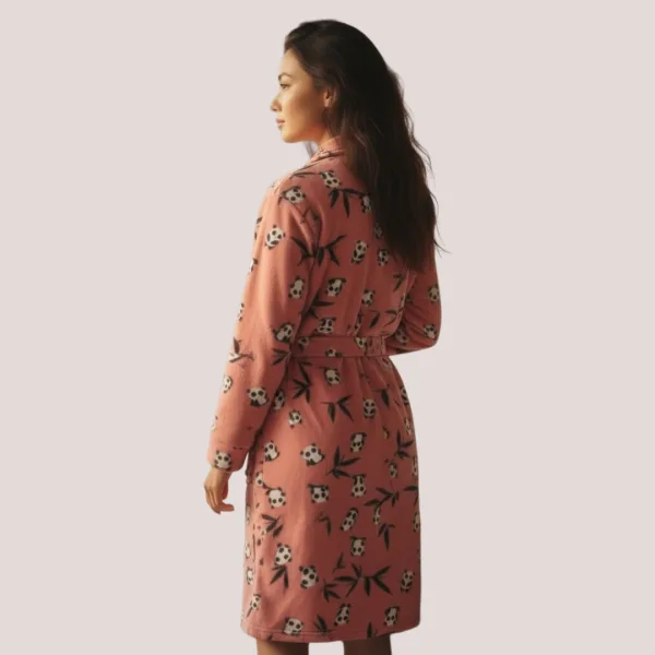 Asel Γυναικεία Χειμερινή Ρόμπα δετή Ροζ με αρκουδάκια fleece 8188 Pink