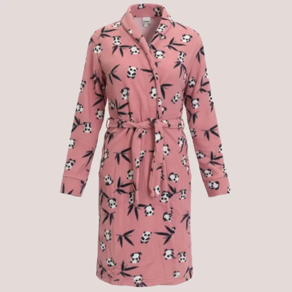 Asel Γυναικεία Χειμερινή Ρόμπα δετή Ροζ με αρκουδάκια fleece 8188 Pink