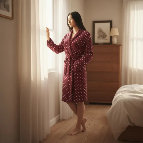 Asel Γυναικεία Χειμερινή Ρόμπα δετή μπορντώ fleece 8191 Bordeaux