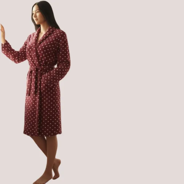 Asel Γυναικεία Χειμερινή Ρόμπα δετή μπορντώ fleece 8191 Bordeaux