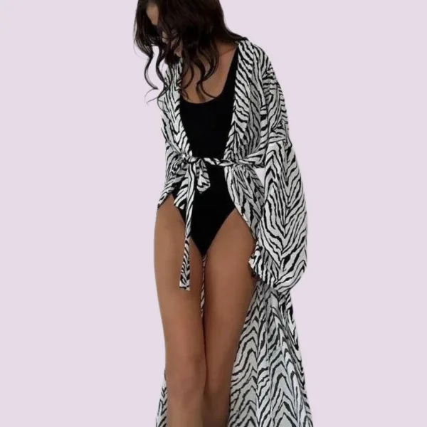 Γυναικεία μακρυά maxi ρόμπα με ζώνη animal print Leopar λεοπάρ μαύρο καφέ SY3142 LEOPAR black brown