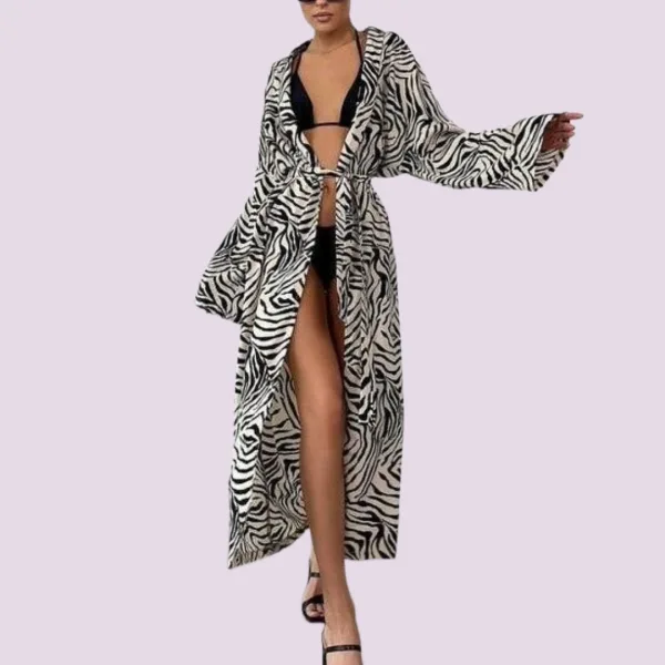 Γυναικεία μακρυά maxi ρόμπα με ζώνη animal print Leopar λεοπάρ μαύρο καφέ SY3142 LEOPAR black brown