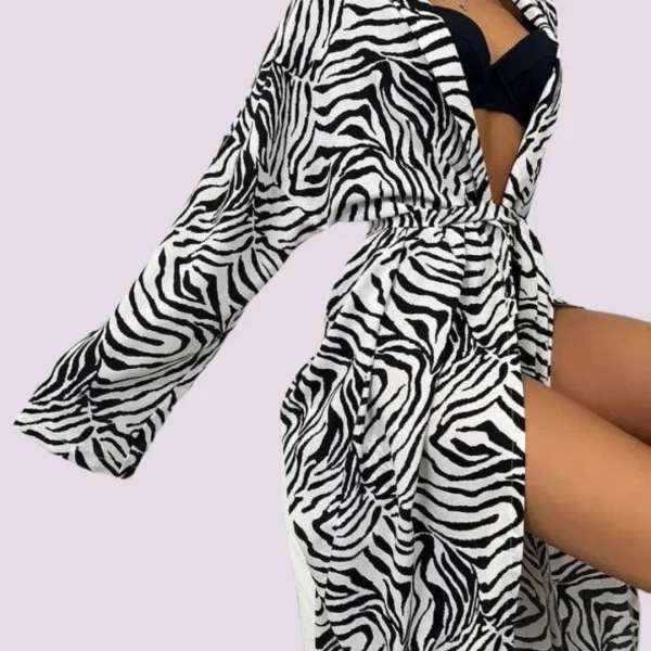 Γυναικεία μακρυά maxi ρόμπα με ζώνη animal print Leopar λεοπάρ μαύρο καφέ SY3142 LEOPAR black brown