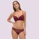 Ysabel Mora  Γυναικείο Sexy σετ Σουτιέν μπορντώ με ενίσχυση push up & σλίπ στρίνγκ 10788 Bordeaux cabernet red