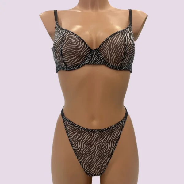 Modern Ocean Γυναικείο Set sexy εσωρούχων animal print ζέβρα zebra σουτιέν διάφανο & string ρυθμιζόμενο 5595 ZEBRA