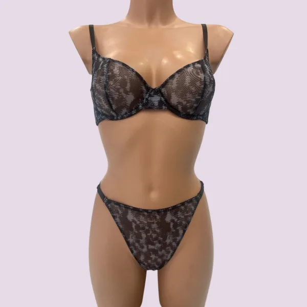 Modern Ocean Γυναικείο Set sexy εσωρούχων animal print white black σουτιέν διάφανο & string ρυθμιζόμενο 5595 animal