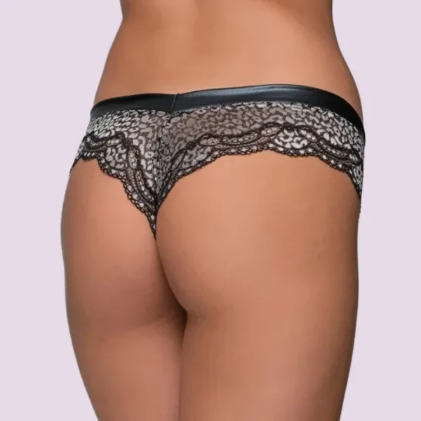 Milena by Paris Brazil Lace Γυναικείο Σλιπ Δαντελα sexy  Μαύρο εσώρουχο με ασημοκλωστή 008480