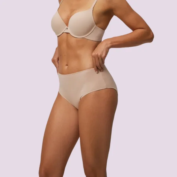 Ysabel Mora Basic γυναικείο κλασικό Σλιπ Βαμβακερό Maxi ψηλόμεσο μπεζ Beige 19642