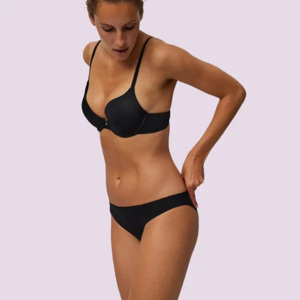 Ysabel Mora Basic Laser Cut Cotton Σλιπ Βαμβακερό Mini μαύρο Black 19660