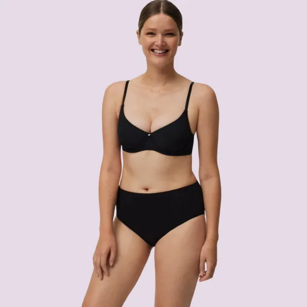 Ysabel Mora Basic γυναικείο κλασικό Σλιπ Βαμβακερό Maxi ψηλόμεσο μαύρο Black 19652