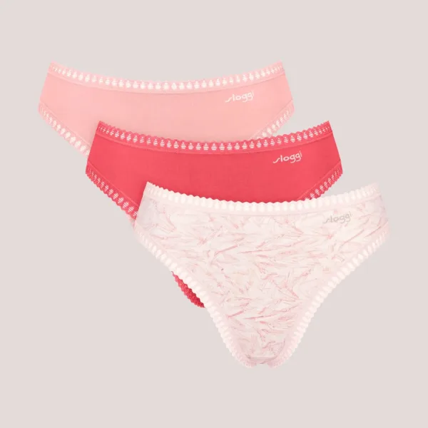Sloggi Γυναικεία Βαμβακερά εσώρουχα Σλιπ tai 3τεμ Οικονομική Συσκευασία Go Crush High Leg 10219672.M005/R5