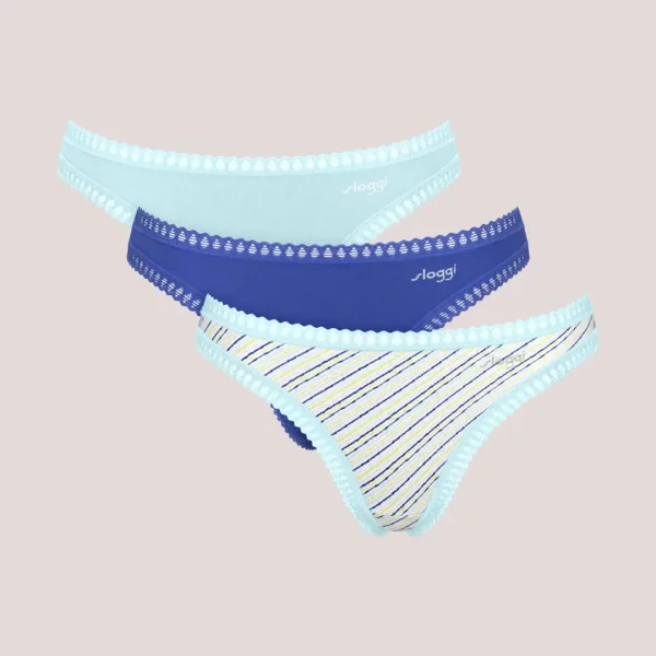 Sloggi Γυναικεία Βαμβακερά εσώρουχα Σλιπ String 3τεμ Οικονομική Συσκευασία Go Crush 10219704.M007/B5