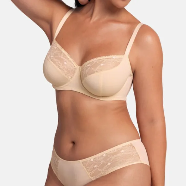 Dorina Γυναικεία Σουτιέν Σετ 1+1 δώρο για Μεγάλο Στήθος χωρίς ενίσχυση Μαύρο-Μπέζ FXWB0001LA141-2X0249