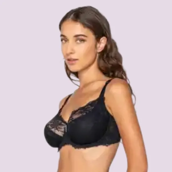 Luna Venus Γυναικείο Μαύρο Σουτιέν balconette με δαντέλα χωρίς ενίσχυση & για μεγάλο στήθος D Cup 15501