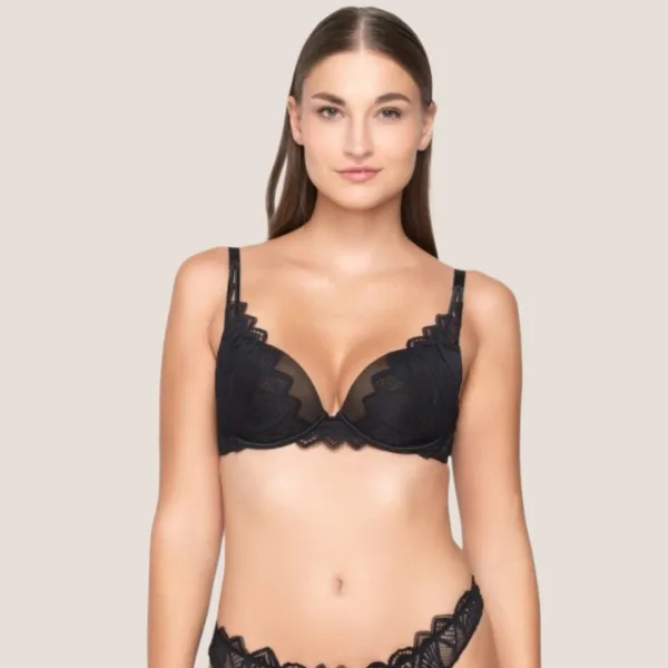 Luna Γυναικείο Σουτιέν Μαύρο Push Up με Μπανέλα και Ελαφρυά Ενίσχυση φαντασική δαντέλα 16700 Sylvie Luna Γυναικείο Σουτιέν Μαύρο Push Up με Μπανέλα και Ελαφρυά Ενίσχυση φαντασική δαντέλα 16700 Sylvie