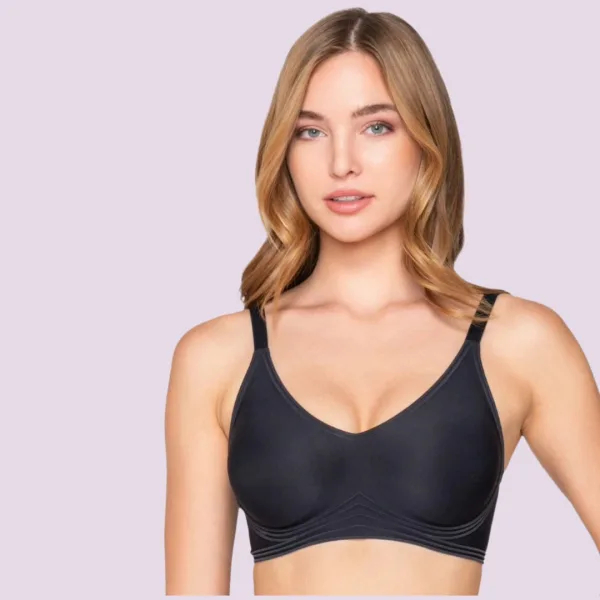 Luna Γυναικείο Μαύρο Σουτιέν sports μπουστάκι αμπάνελο για στήριξη & κούμπωμα στο πίσω μέρος 5400 