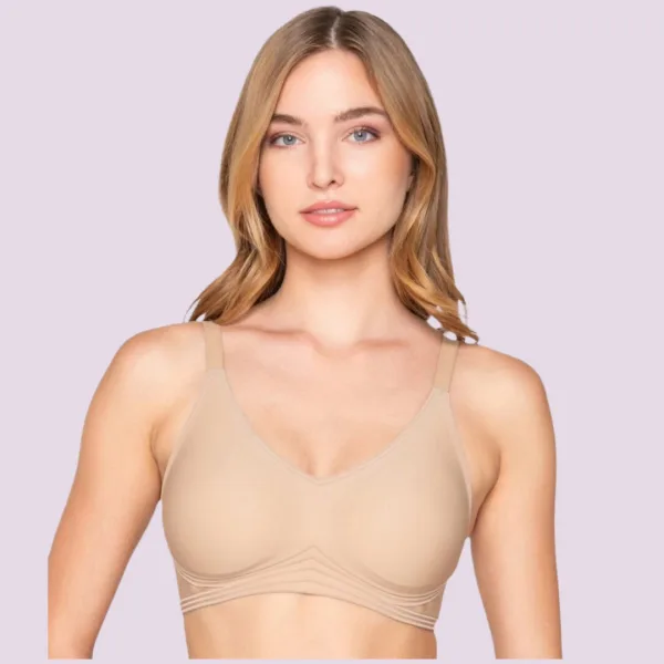 Luna Γυναικείο Μπεζ Beige Σουτιέν sports μπουστάκι αμπάνελο για στήριξη & κούμπωμα στο πίσω μέρος 5400 