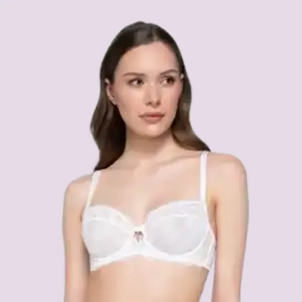 Luna Venus Γυναικείο Λευκό Σουτιέν balconette με δαντέλα χωρίς ενίσχυση & για μεγάλο στήθος C & D Cup 15500