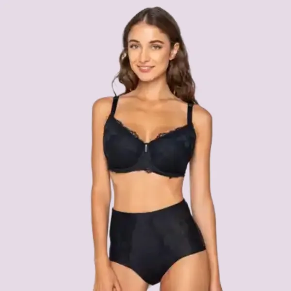 Luna Venus Γυναικείο Μαύρο Σουτιέν balconette με δαντέλα για μεγάλο στήθος E F G Cup 15502 