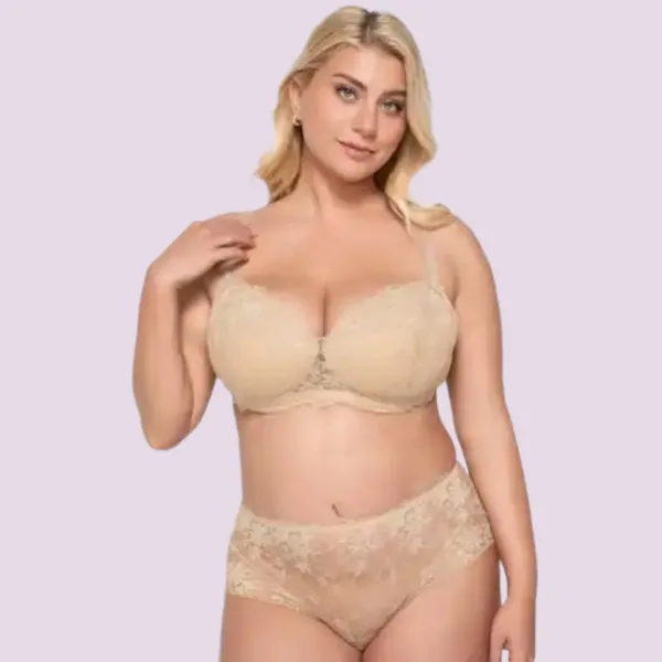 Luna Venus Γυναικείο Μπεζ χρυσό Σουτιέν balconette με δαντέλα για μεγάλο στήθος E F G Cup 15502 