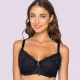 Luna Venus Γυναικείο Μαύρο Σουτιέν balconette με δαντέλα για μεγάλο στήθος E F G Cup 15502 