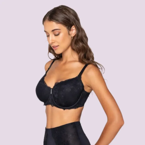Luna Venus Γυναικείο Μαύρο Σουτιέν balconette με δαντέλα για μεγάλο στήθος E F G Cup 15502 