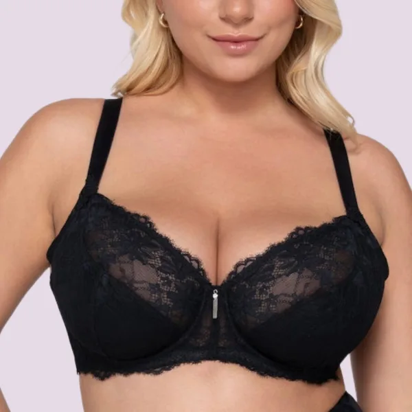 Luna Venus Γυναικείο Μαύρο Σουτιέν balconette με δαντέλα για μεγάλο στήθος E F G Cup 15502 