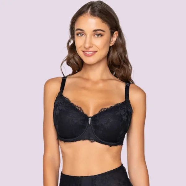 Luna Venus Γυναικείο Μαύρο Σουτιέν balconette με δαντέλα για μεγάλο στήθος E F G Cup 15502 