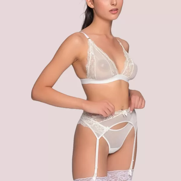 Milena by Paris Γυναικείο Λευκό Bralette με Χρυσή Δαντέλα 010186 Νυφική συλλογή