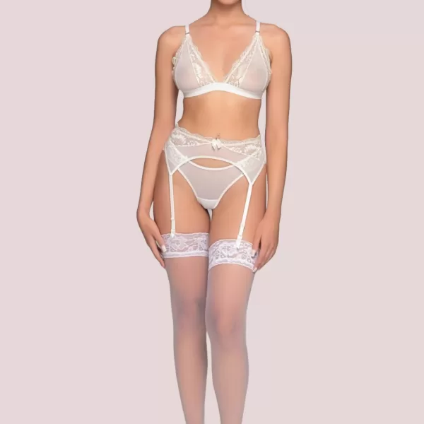Milena by Paris Γυναικείο Λευκό Bralette με Χρυσή Δαντέλα 010186 Νυφική συλλογή
