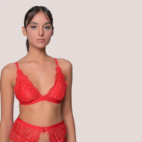 Milena by Paris Bralette Lace Σουτιέν με φανταστική δαντέλα  Κόκκινο 010195 Red