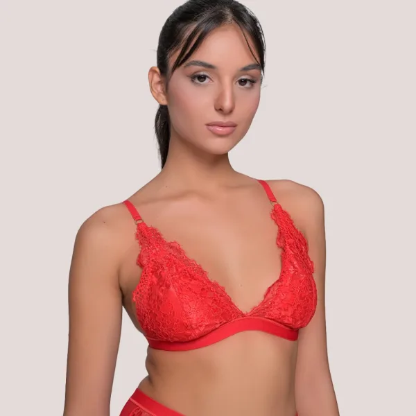 Milena by Paris Bralette Lace Σουτιέν με φανταστική δαντέλα  Κόκκινο 010195 Red
