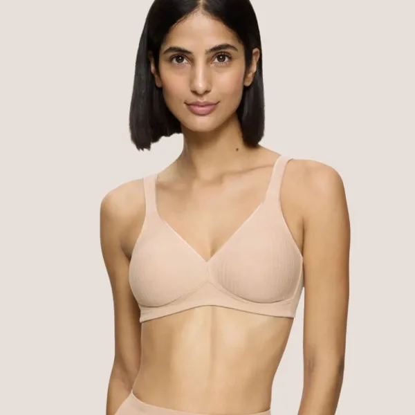 Triumph Cotton Classic Stretch Σουτιέν Κλασικό χωρίς Μπανέλα Μπεζ 10186008