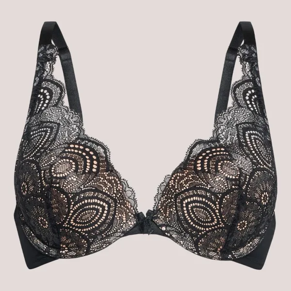 Wonderbra Ultimate Sexy με δαντέλα Σουτιέν και Βαθύ ντεκολτέ Μαύρο W0BHP