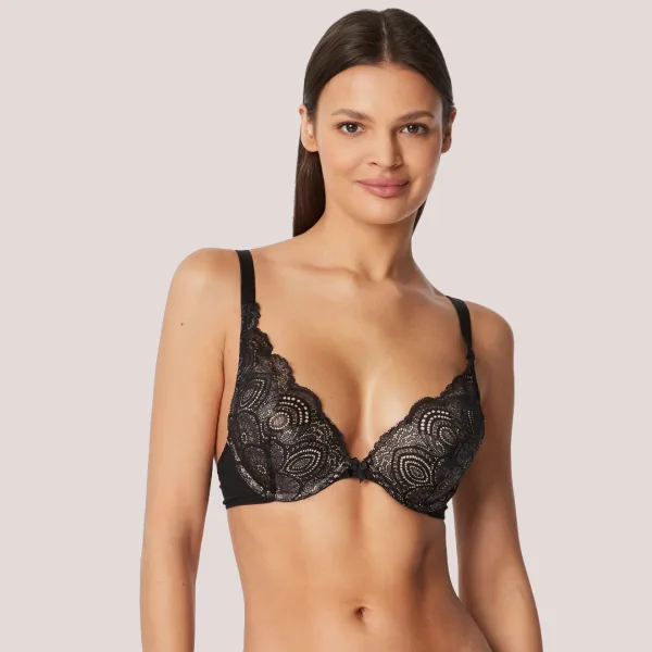 Wonderbra Ultimate Sexy με δαντέλα Σουτιέν και Βαθύ ντεκολτέ Μαύρο W0BHP