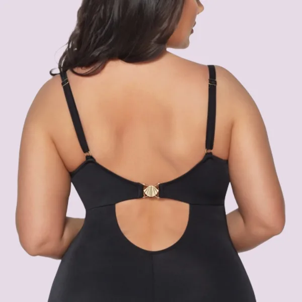 Ava  Γυναικείο Μαύρο Ολόσωμο Μαγιό Με Ελαφρια Ενίσχυση για Μεγάλο Στήθος SKJ-58