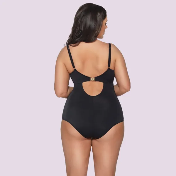 Ava  Γυναικείο Μαύρο Ολόσωμο Μαγιό Με Ελαφρια Ενίσχυση για Μεγάλο Στήθος SKJ-58