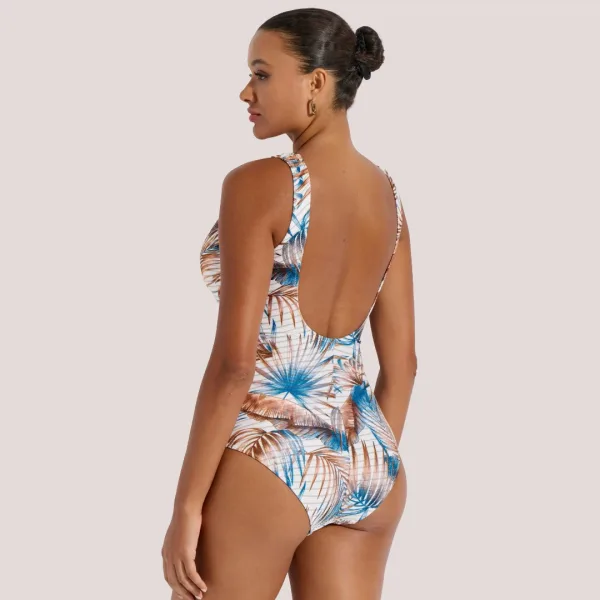 Bilitis Γυναικείο Ολόσωμο Μαγιώ shaper Bellissima με χρυσό φερμουάρ Tropical μπλέ & μπρονζε BE098 