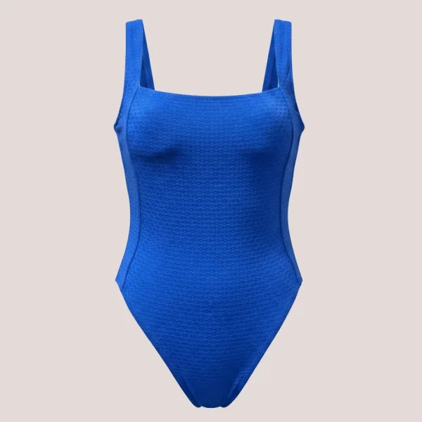 Bilitis Γυναικείο Ολόσωμο Μαγιώ shaper ίσιο μπροστά με υπέροχη πλάτη με κούμπωμα Fantasia μπλέ ρουά Blue shiny FA285 Luxury collection