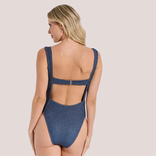 Bilitis Γυναικείο Ολόσωμο Μαγιώ Eclipse Μπλέ μεταςλλιζέ Blue Roua με χαμηλή πλάτη & ίσιο μπροστά  Luxury collection EC285