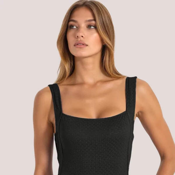 Bilitis Γυναικείο Ολόσωμο Μαγιώ shaper ίσιο μπροστά με υπέροχη πλάτη με κούμπωμα Fantasia μαύρο black  FA285.FANTASIA.BLACK Luxury collection