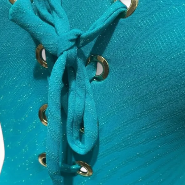 Bilitis Γυναικείο Ολόσωμο Μαγιώ shaper με δέσιμο χρυσά τρουκ μπροστά Seaview Βεραμάν shiny SE202 Luxury collection