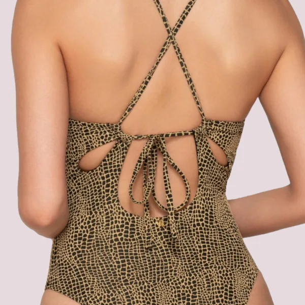 Luna Γυναικείο Μαγιό Dama ολόσωμο Μαύρο με χρύσό summer collection 94438