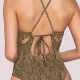 Luna Γυναικείο Μαγιό Dama ολόσωμο Μαύρο με χρύσό summer collection 94438