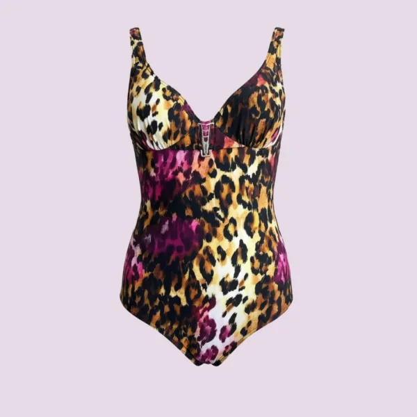 Naturana Γυναικείο  Ολόσωμο Λεοπάρ  Μαγιό με ρυθμιζόμενες τιράντες 73313 Multicolor Beachwear Swimsuit 